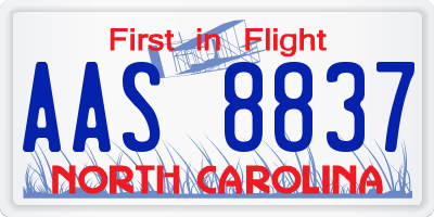 NC license plate AAS8837