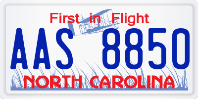 NC license plate AAS8850