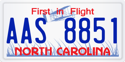 NC license plate AAS8851