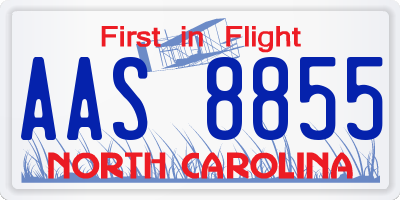 NC license plate AAS8855