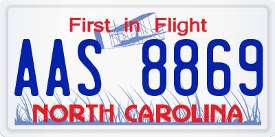 NC license plate AAS8869