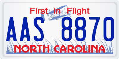 NC license plate AAS8870