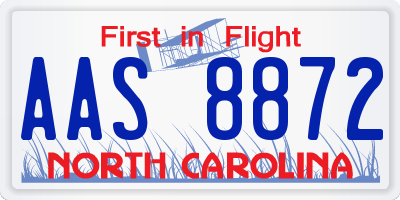 NC license plate AAS8872