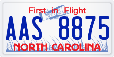 NC license plate AAS8875