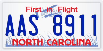 NC license plate AAS8911