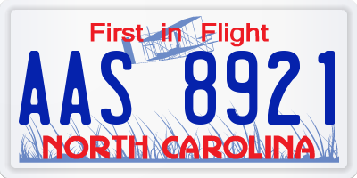 NC license plate AAS8921