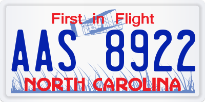 NC license plate AAS8922