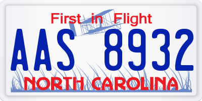 NC license plate AAS8932
