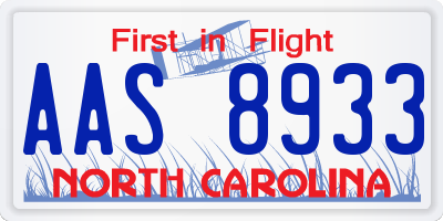 NC license plate AAS8933