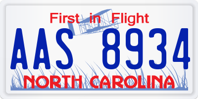 NC license plate AAS8934