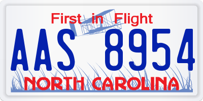 NC license plate AAS8954