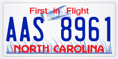 NC license plate AAS8961