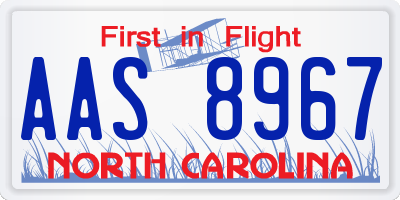 NC license plate AAS8967