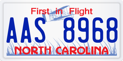 NC license plate AAS8968
