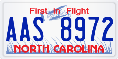 NC license plate AAS8972