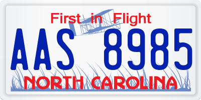 NC license plate AAS8985