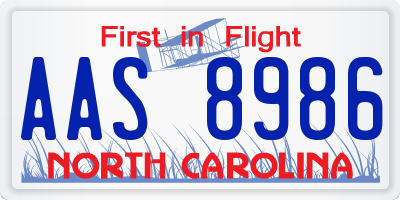 NC license plate AAS8986