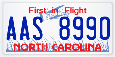 NC license plate AAS8990