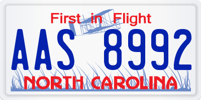 NC license plate AAS8992