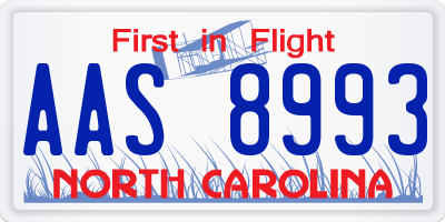 NC license plate AAS8993