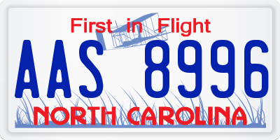 NC license plate AAS8996