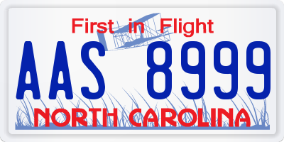 NC license plate AAS8999
