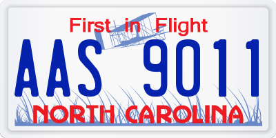 NC license plate AAS9011