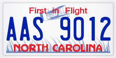 NC license plate AAS9012