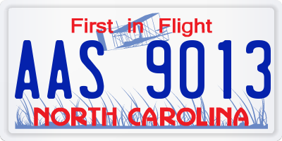 NC license plate AAS9013