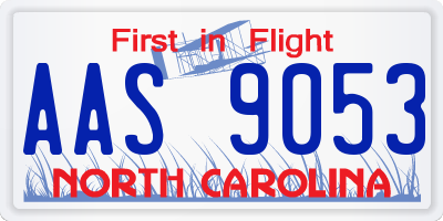 NC license plate AAS9053