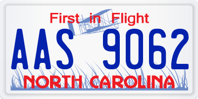 NC license plate AAS9062