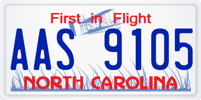 NC license plate AAS9105