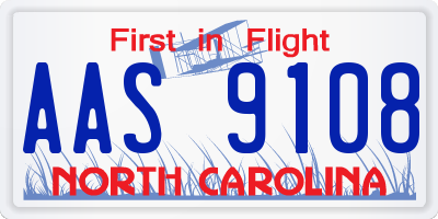 NC license plate AAS9108
