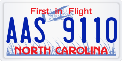 NC license plate AAS9110