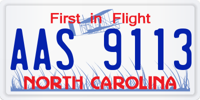 NC license plate AAS9113
