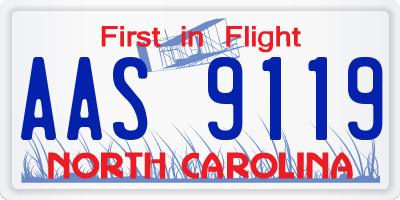 NC license plate AAS9119