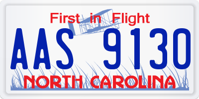 NC license plate AAS9130