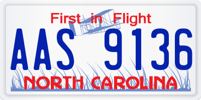 NC license plate AAS9136