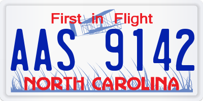 NC license plate AAS9142