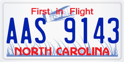 NC license plate AAS9143
