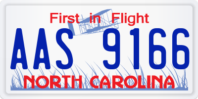NC license plate AAS9166