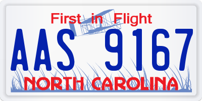 NC license plate AAS9167