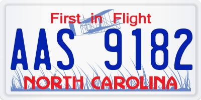 NC license plate AAS9182