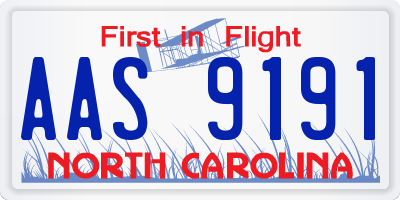 NC license plate AAS9191
