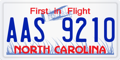 NC license plate AAS9210