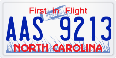 NC license plate AAS9213