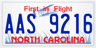 NC license plate AAS9216