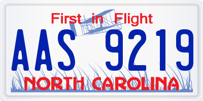 NC license plate AAS9219
