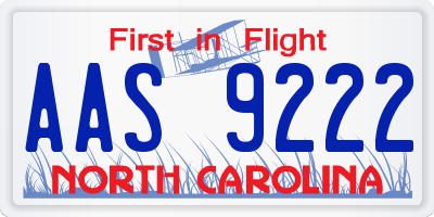 NC license plate AAS9222