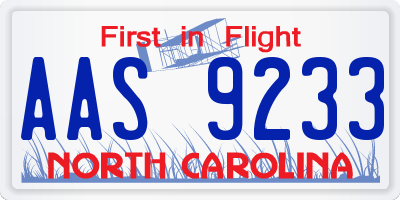 NC license plate AAS9233